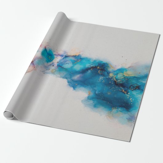 アルコール墨絵画画。抽象芸術。アルコールインキバ ラッピングペーパー (アンロールド)