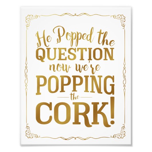 アルコール結婚の兆候ポップ・アートの、コルクが質問に飛び込んだ。 フォトプリント            (正面)