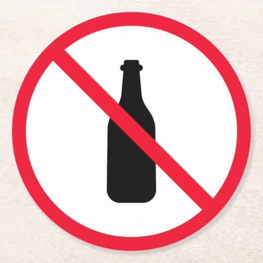 アルコール赤い丸記号なし |丸カスタムコースター ラウンドペーパーコースター (正面)