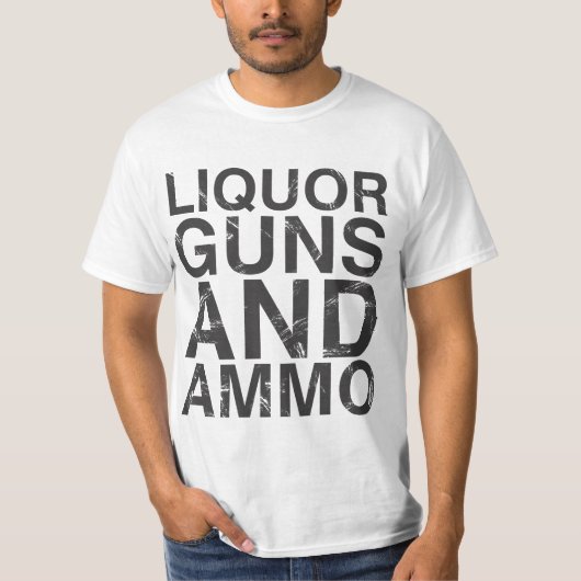 アルコール飲料の銃及び弾薬白 Tシャツ (正面)