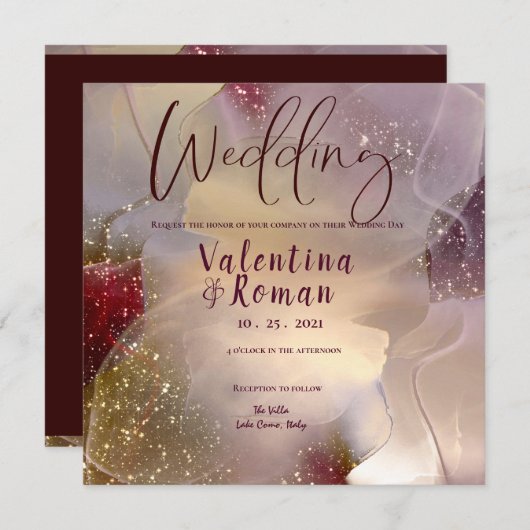 アルコール&インクエレガントウェディング招待状 招待状 (正面/裏面)