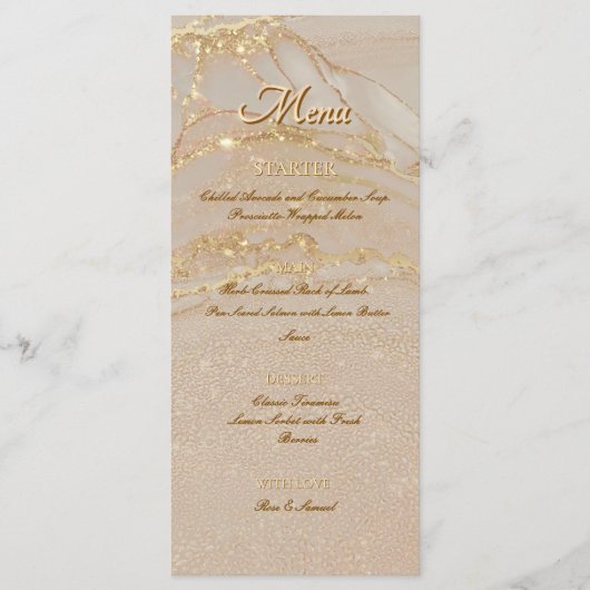アルコール インク ローズ グリッター ゴールド シック フラット メニュー (正面)