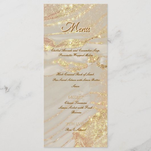 アルコール インク ローズ グリッター ゴールド シック フラット メニュー (正面)