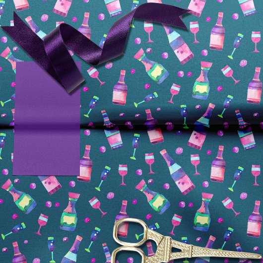 アルコール ウォーターカラー パターン | ダーク ティール 薄葉紙