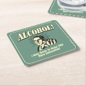 アルコール:私は飲むだけで面白くなる スクエアペーパーコースター (アングル)