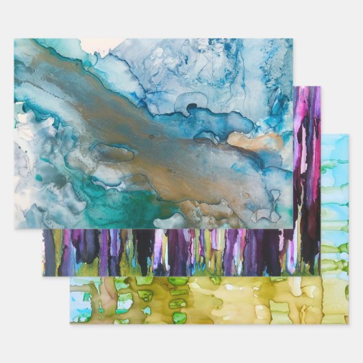 アルコ違うール墨画3点 ラッピングペーパーシート (セット)