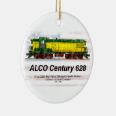 アルコC-628ディーゼル機関車とアメリカ国旗 セラミックオーナメント (右)