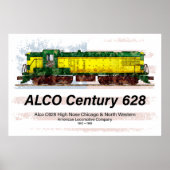 アルコC-628ディーゼル機関車とアメリカ国旗 ポスター (正面)