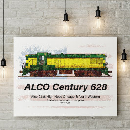アルコC-628ディーゼル機関車とアメリカ国旗 ポスター