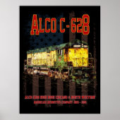 アルコC-628ディーゼル機関車とアメリカ国旗 ポスター (正面)