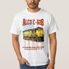 アルコC-628ディーゼル機関車とアメリカ国旗 Tシャツ