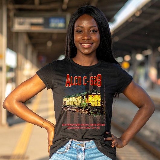 アルコC-628ディーゼル機関車とアメリカ国旗 Tシャツ