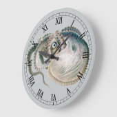 アルゴナウタスダイオウイイダコ, アンティークの海洋生物イラスト ラージ壁時計 (傾斜)
