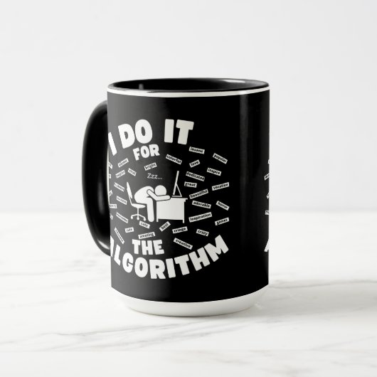 アルゴリズムの黒い背景のためにそれを行う マグカップ (正面左)