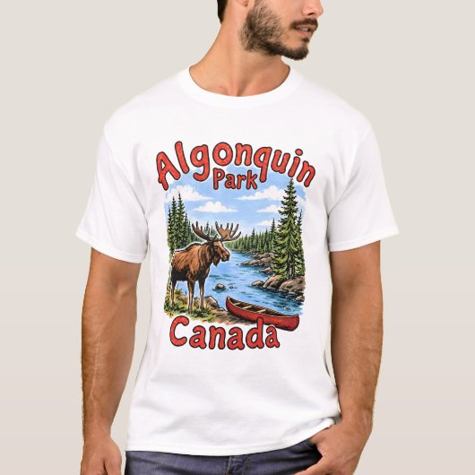 アルゴンキン公園 カナダ ムース風景 Tシャツ (正面)