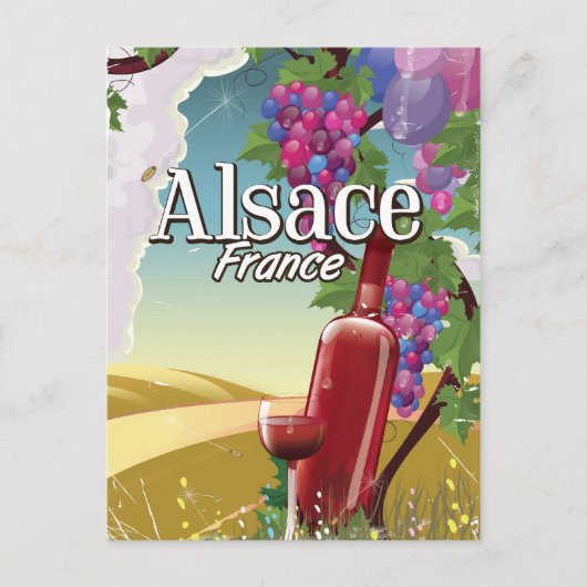 アルザス フランスののんびり午後 ワインポスター ポストカード (正面)