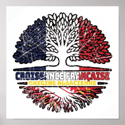 アルザースアルサフランスのティアンフランスツリールーツ国旗 ポスター (正面)