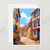 アルザースフランスアートヴィンテージトラベルイラストレーション ポストカード (正面/裏面)