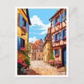 アルザースフランスアートヴィンテージトラベルイラストレーション ポストカード (正面)