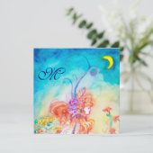 アルシア フラワーフェアリー オリジナルマーク ピンク 青 スパークル 招待状 (スタンド正面)