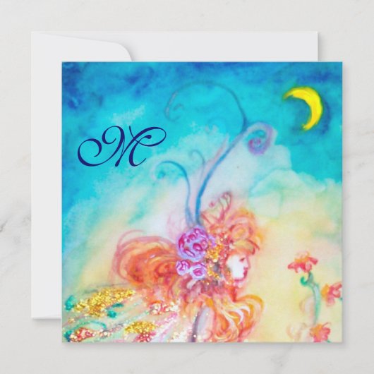 アルシア フラワーフェアリー オリジナルマーク ピンク 青 スパークル 招待状 (正面)