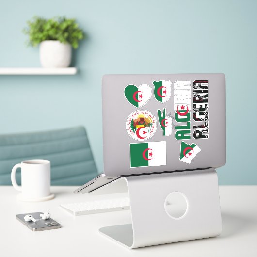 アルジェリアが国のシンボルを形作る シール (デスク上のノートパソコン)