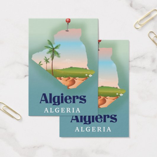 アルジェリアのアルジェの地図の旅行ポスター (オフィス)