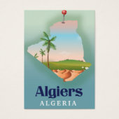 アルジェリアのアルジェの地図の旅行ポスター (正面)