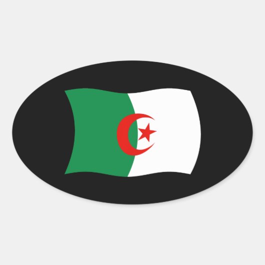 アルジェリアの国旗ステッカー 楕円形シール (正面)
