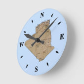 アルジェリアの地図の時計 ラウンド壁時計 (傾斜)