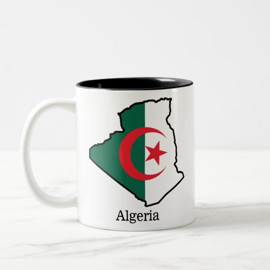 アルジェリアの旗と国 ツートーンマグカップ (左)