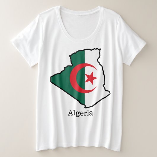 アルジェリアの旗と国 プラスサイズTシャツ (デザイン正面)