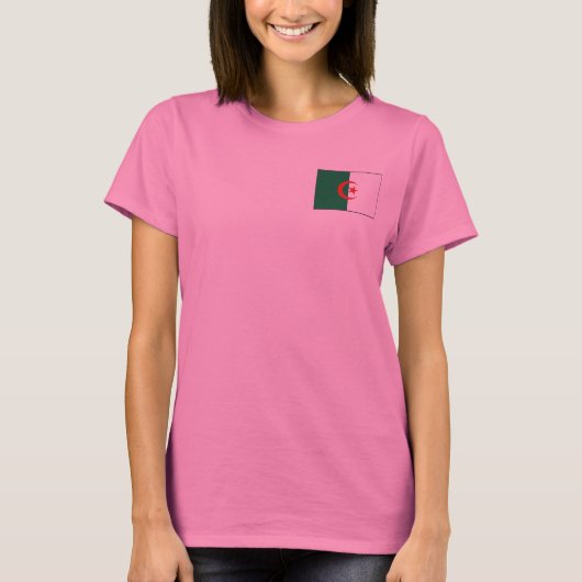 アルジェリアの旗と地図のTシャツ Tシャツ (正面)