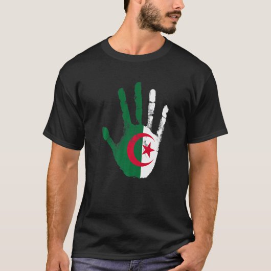 アルジェリアアルジェ国旗のヴィンテージハンド Tシャツ (正面)