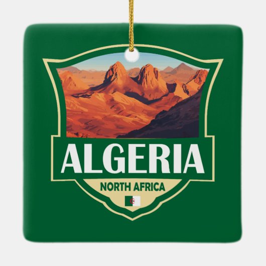 アルジェリアイラストレーションレトロバッジ セラミックオーナメント (裏面)