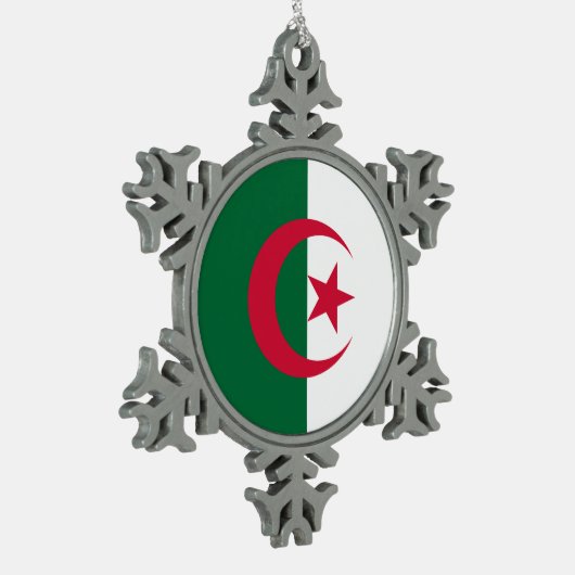 アルジェリアオーナメント付きスノーフレーク国旗 スノーフレークピューターオーナメント (左)
