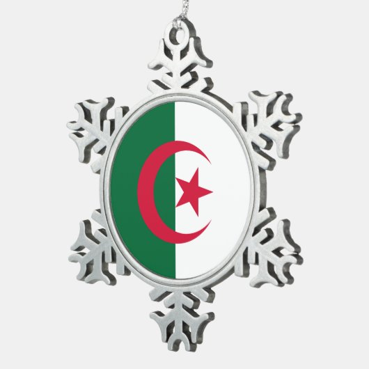 アルジェリアオーナメント付きスノーフレーク国旗 スノーフレークピューターオーナメント (右)