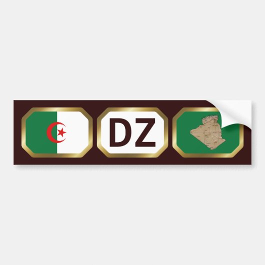 アルジェリアフラグマップコードバンパーシール バンパーステッカー (正面)