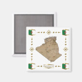 アルジェリアマップ+フラグ磁石 マグネット (正面/裏面)