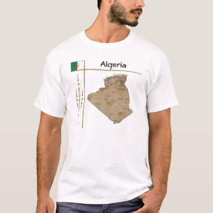アルジェリアマップ+フラグ+タイトルTシャツ Tシャツ