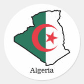 アルジェリア国旗と国 ラウンドシール (正面)