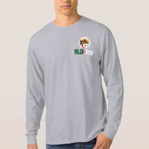 アルジェリア国旗と軍国愛国コート Tシャツ