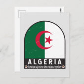 アルジェリア国旗のエンブレム動揺してヴィンテージ ポストカード (正面/裏面)