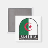 アルジェリア国旗のエンブレム動揺してヴィンテージ マグネット (正面/裏面)