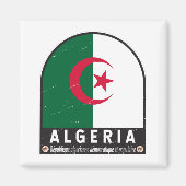 アルジェリア国旗のエンブレム動揺してヴィンテージ マグネット (正面)
