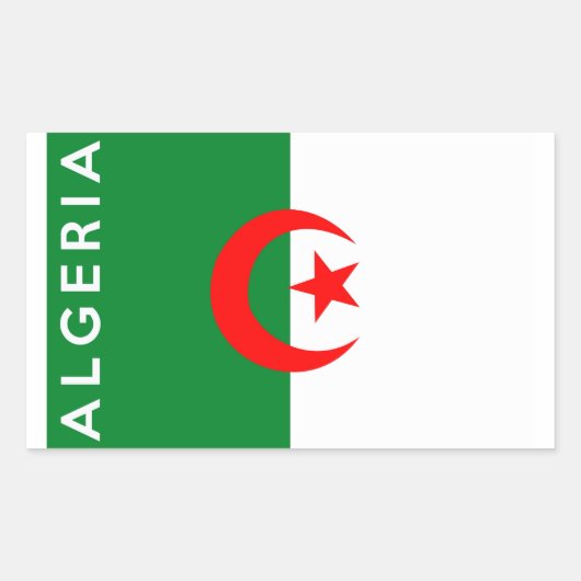 アルジェリア国旗の文字名 長方形シール (正面)