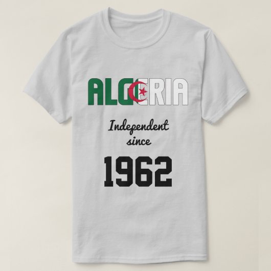アルジェリア国旗の独立お祝いTシャツ Tシャツ (デザイン正面)