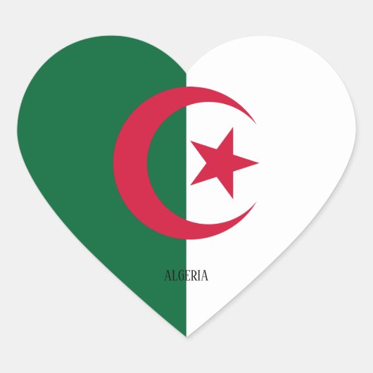 アルジェリア国旗の華やかな愛国心 ハートシール (正面)