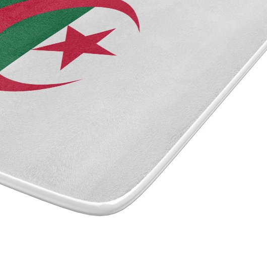 アルジェリア国旗を掲げた小さなガラス板 カッティングボード (角)