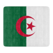 アルジェリア国旗を掲げた小さなガラス板 カッティングボード (正面)